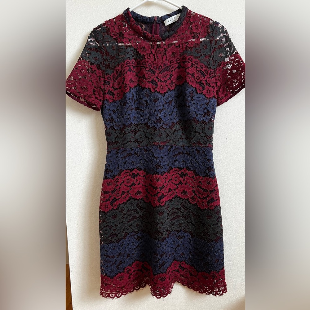 Sandro Paris Rodney Lace Colorblock Dress- Size 1 (US 2/4)